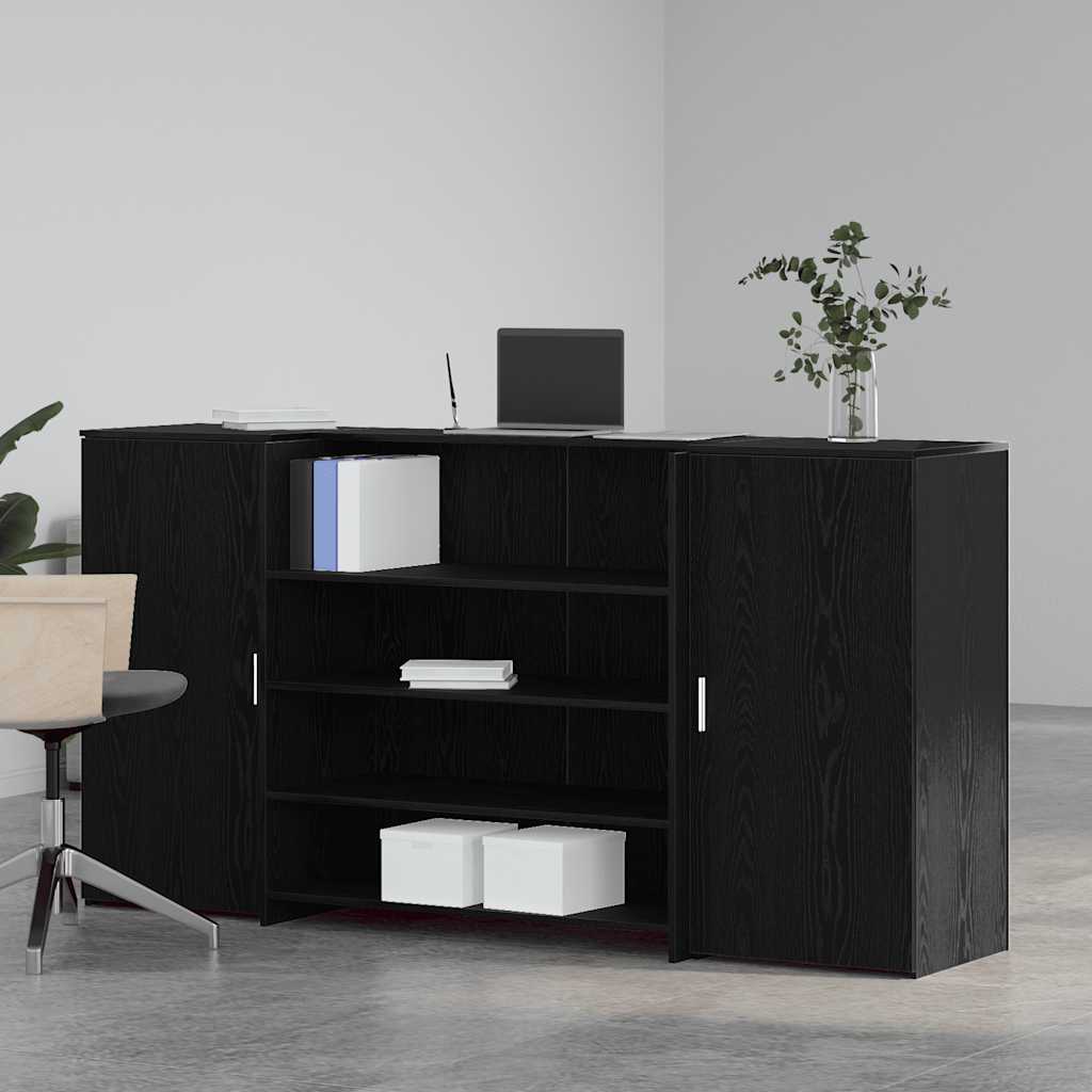 Recepcijski stol crni hrast 200x50x103,5 cm inženjerski drvo