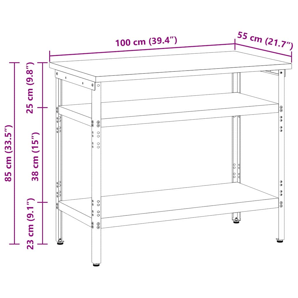 Radni Stol Siva 100 x 55 x 85 cm Čelik s prahom premazan