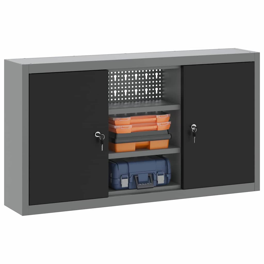 Ormar za alate s policom Crna i Siva 100 x 20 x 55 cm
