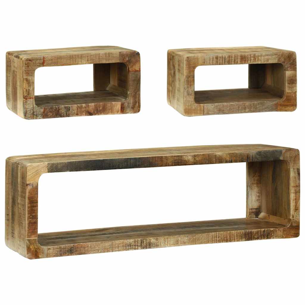 Set TV komoda s policom 3 pcs Smeđa Čvrsto drvo manga