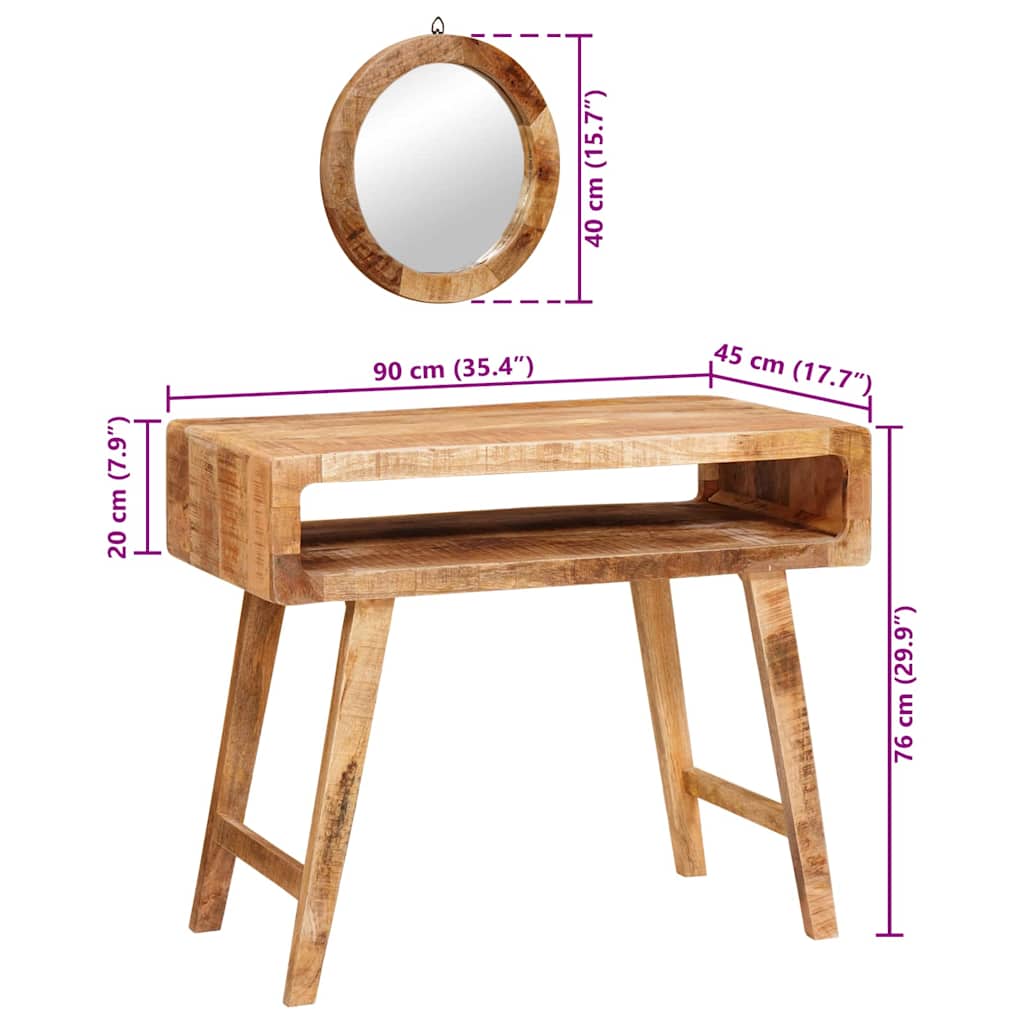 Toaletni stol Smeđa 90 x 76 x 45 cm Čvrsto drvo manga