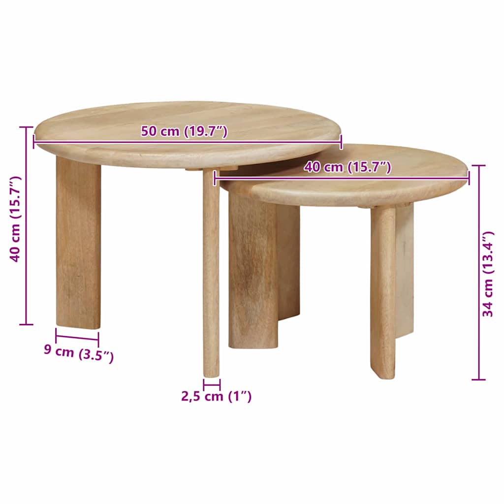 Stolovi za kavu na sklapanje 2 pcs Crna Čvrsto drvo manga