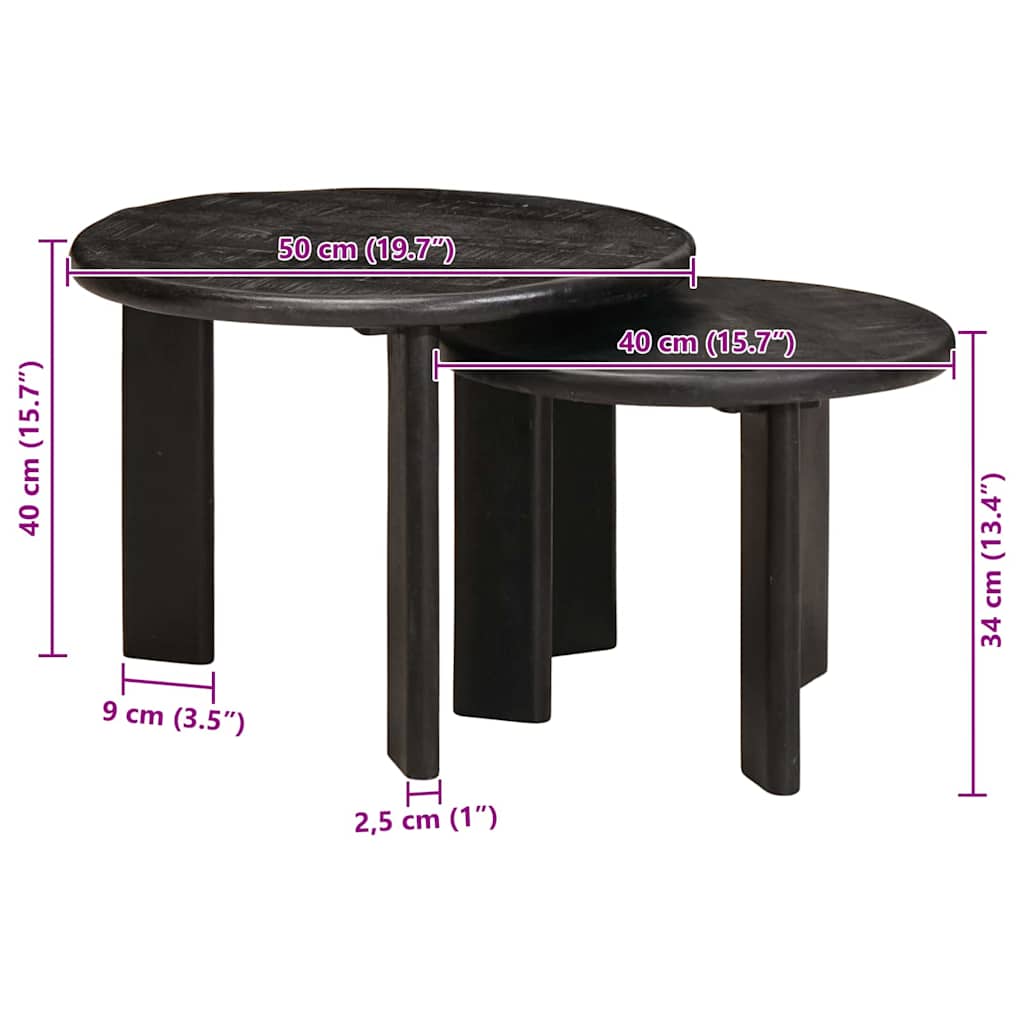 Stolovi za kavu na sklapanje 2 pcs Bijelo Čvrsto drvo manga