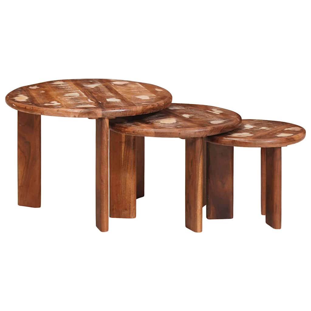 Stolovi za kavu na sklapanje 3 pcs Čvrsto reciklirano drvo