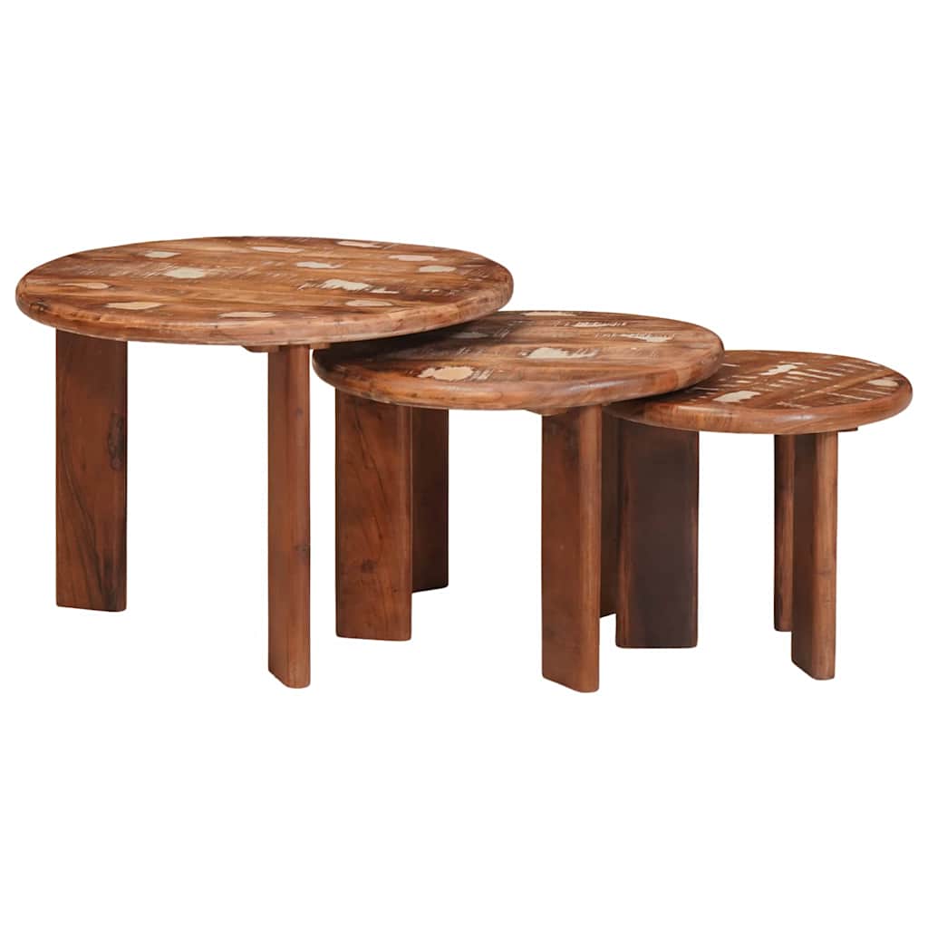Stolovi za kavu na sklapanje 3 pcs Čvrsto reciklirano drvo