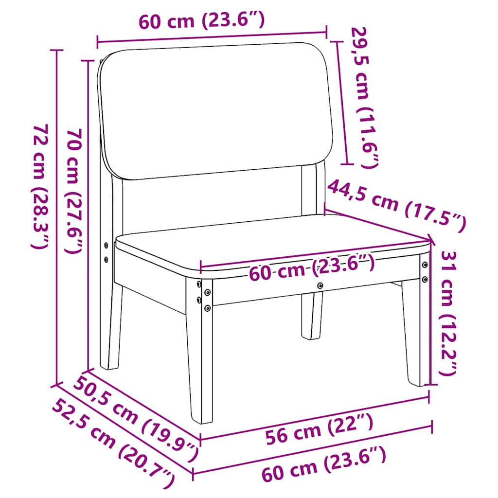 Vrtne stolice 2 kom bijele 60x52,5x72 cm od masivne borovine