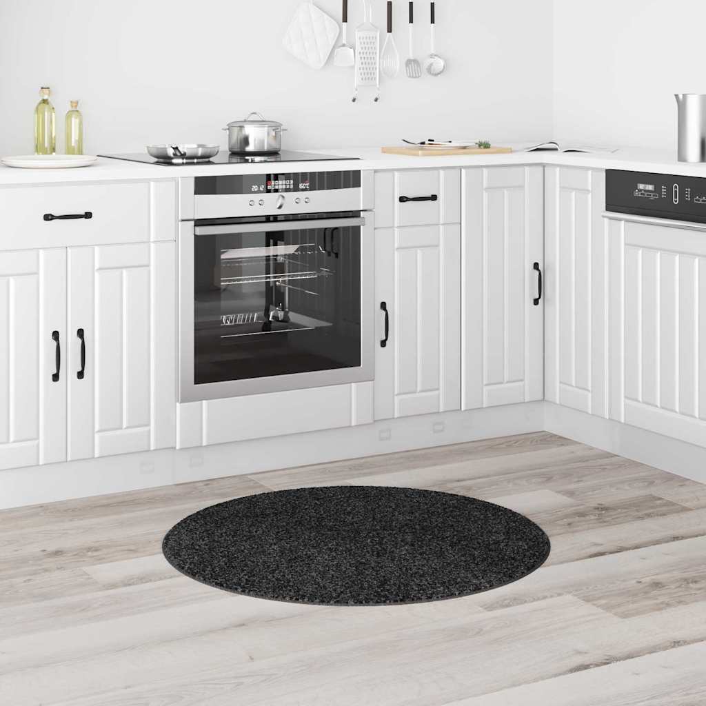 Protuklizni Shaggy Tepih Tamno siva 90 x 90 cm PP
