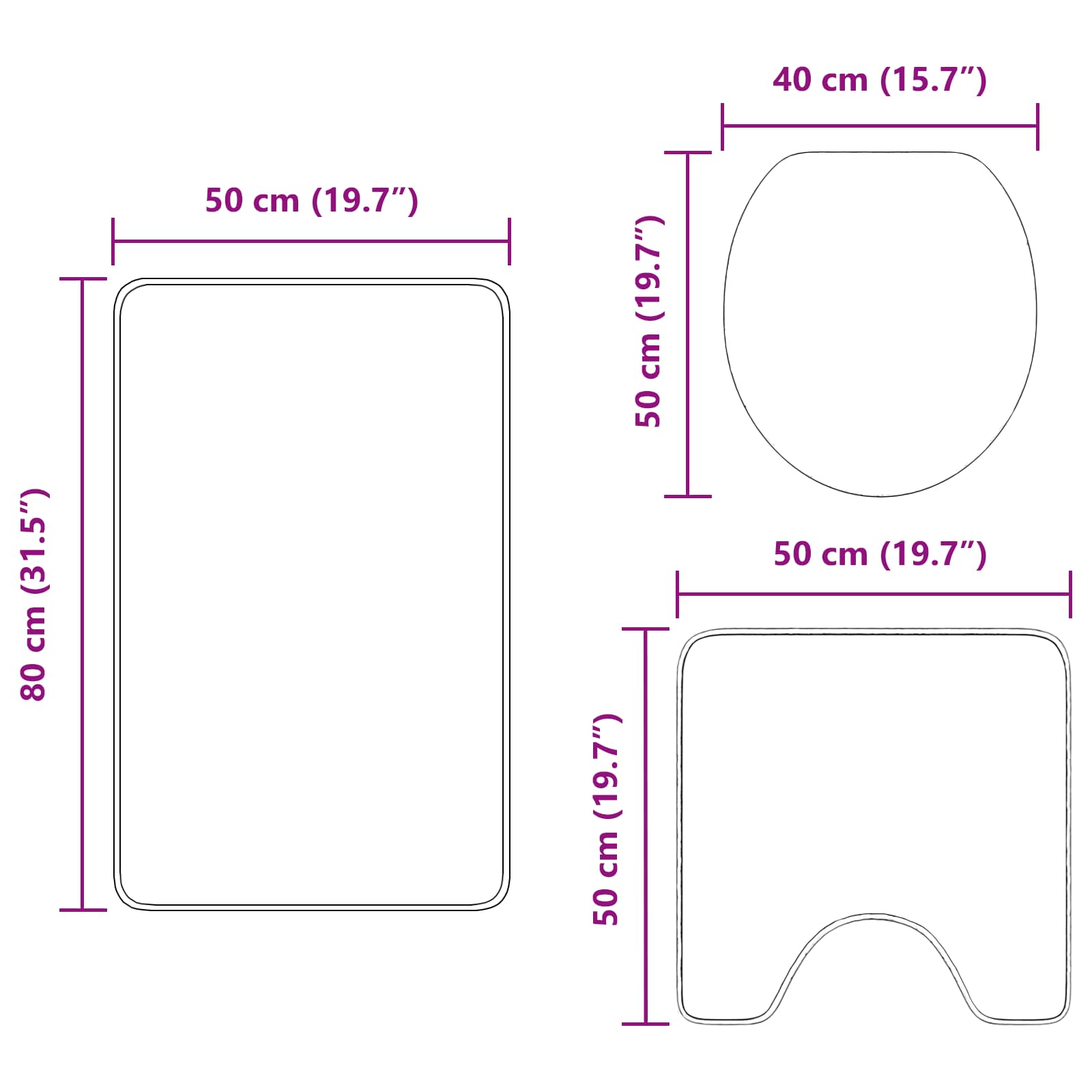 Set prostirki za kupatilo s protukliznom podlogom 3 pcs Plava