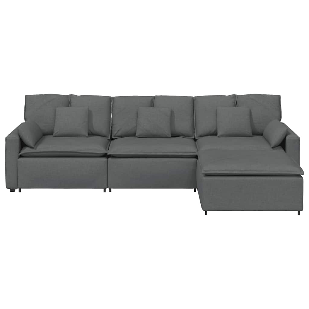 Modularna sofa s podnožjem i jastucima tamno siva