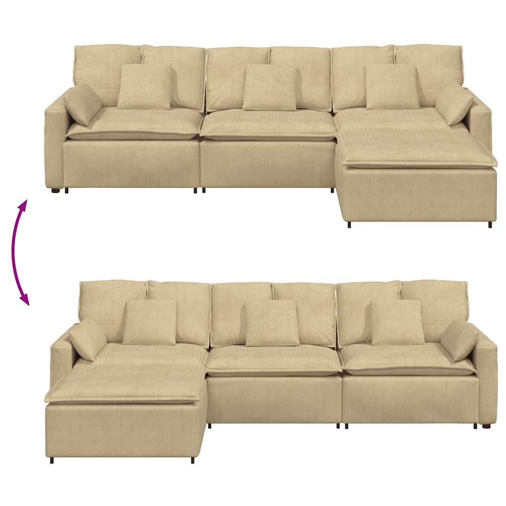 Modularna sofa s tabureom i jastucima, sivo-zelena