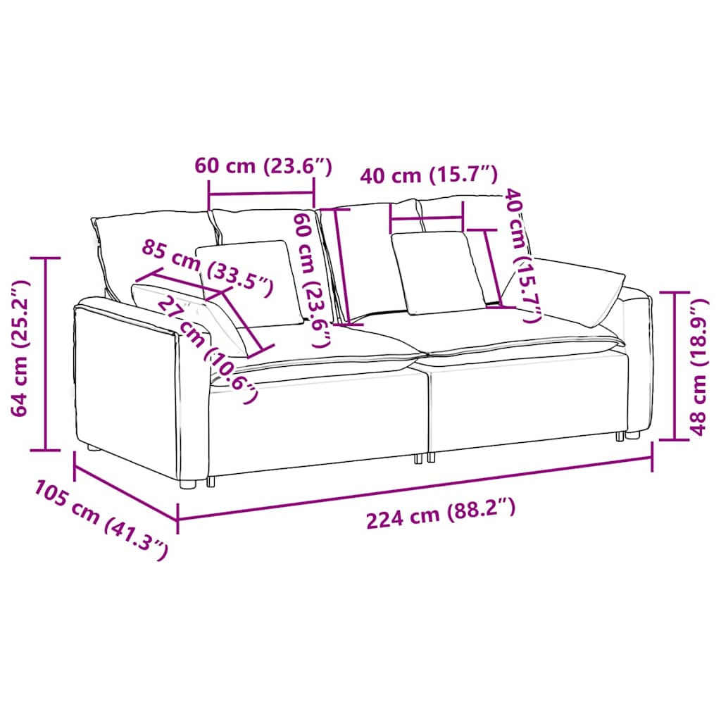 Modularna sofa s jastucima krem boje