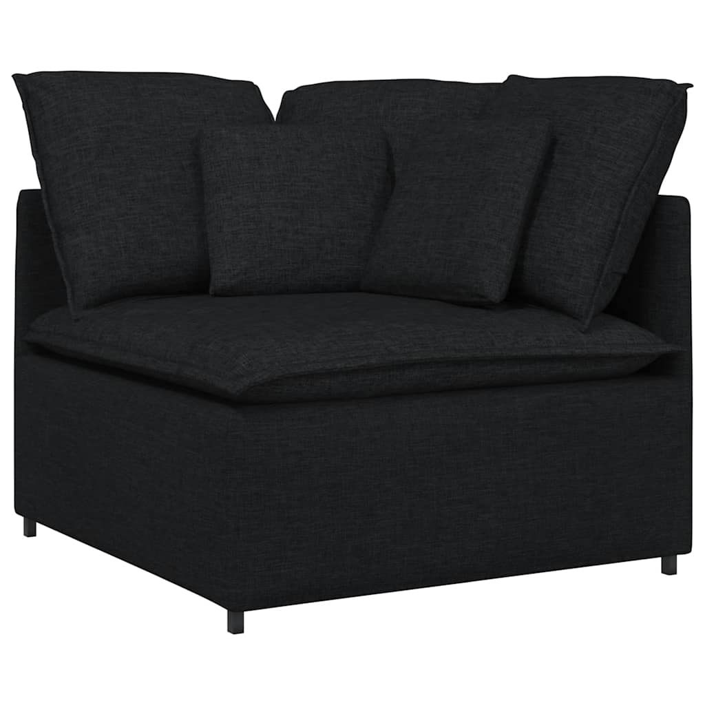 Modularna sofa s jastucima, tkanina, crna