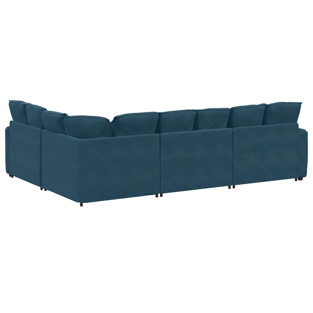 Modularna sofa s jastucima, plava baršunasta