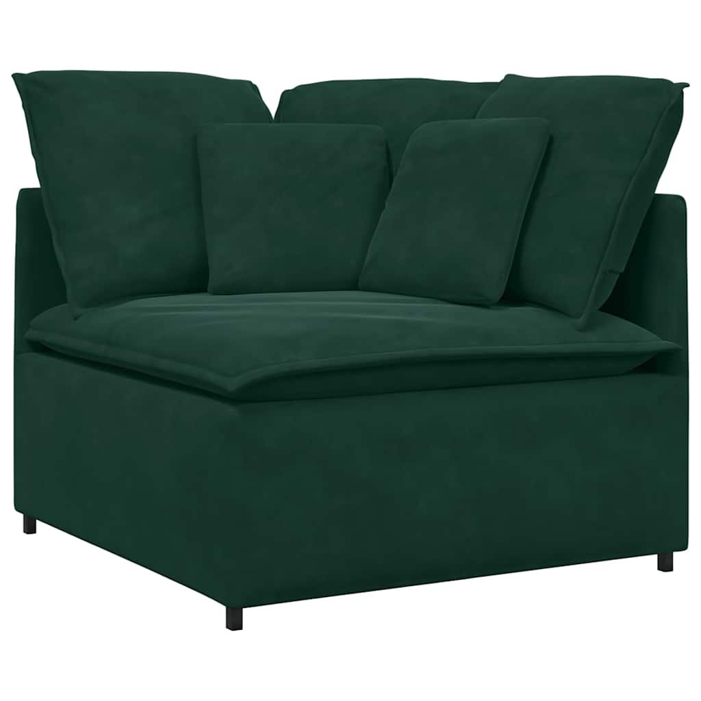 Modularna sofa s jastucima, baršunasta tamnozelena