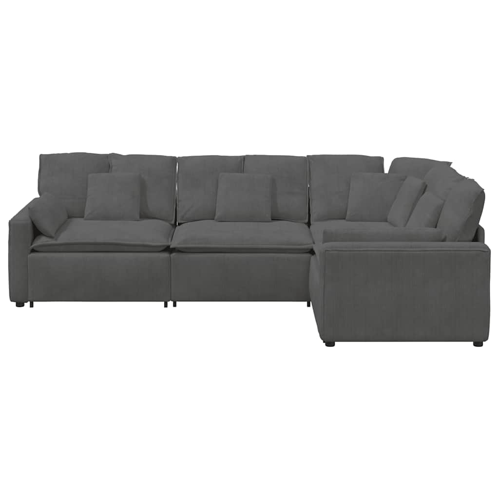 Modularna sofa s jastucima, korduro tkanina, tamno siva