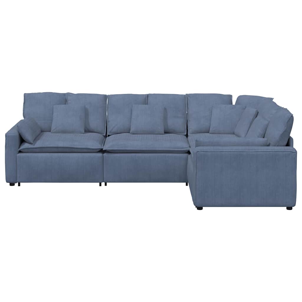 Modularna sofa s jastucima, korduro tkanina, plava