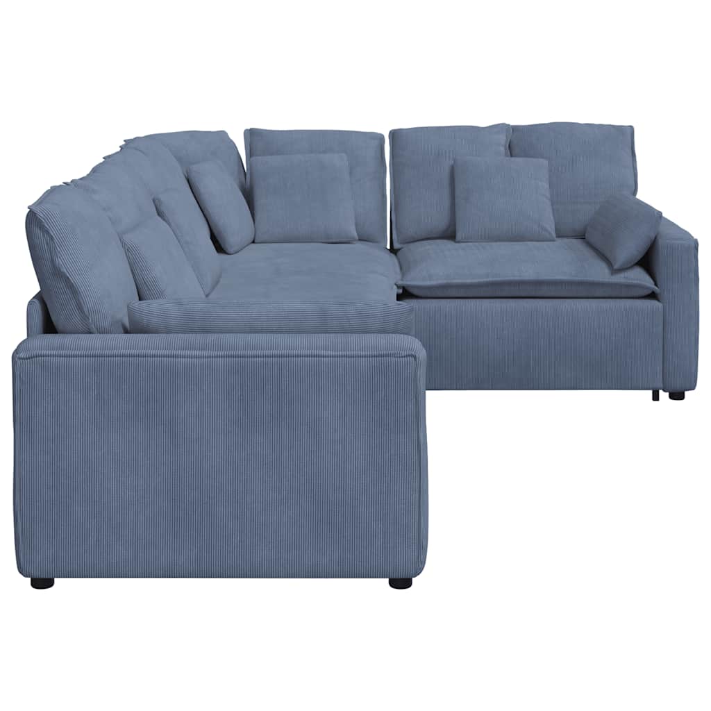 Modularna sofa s jastucima, korduro tkanina, plava