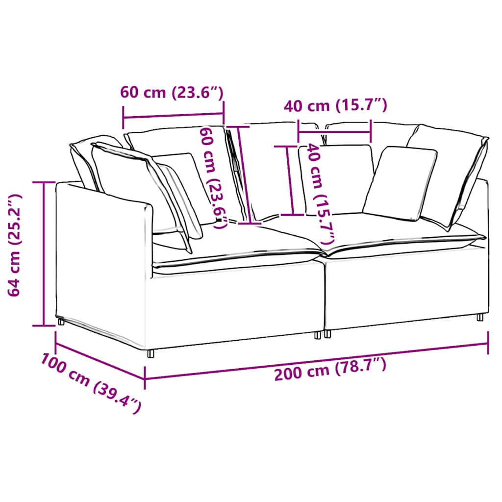 Modularna sofa s jastucima, baršunasta, tamno siva