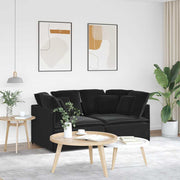 Modularna sofa s jastucima, crna, baršunasta