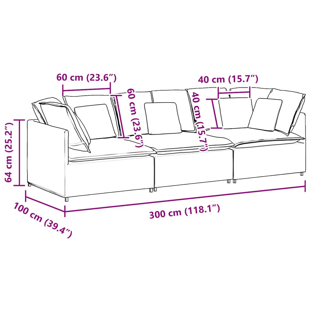 Modularna sofa s jastucima, tkanina, crna