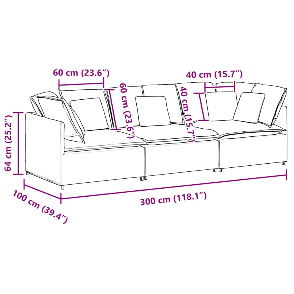 Modularna sofa s jastucima, tkanina, traperice, plava