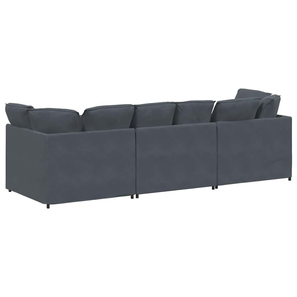 Modularna sofa s jastucima, baršunasta, tamno siva