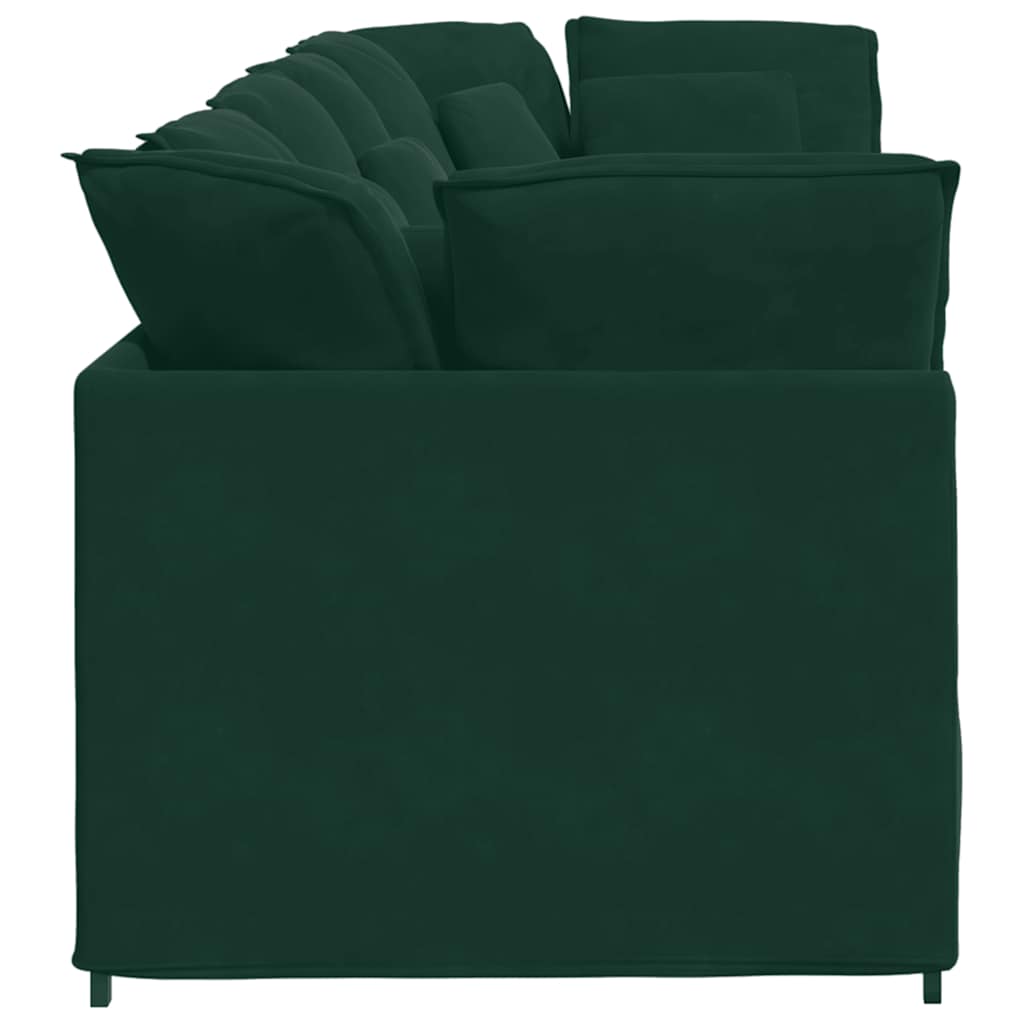 Modularna sofa s jastucima, baršunasta tamnozelena