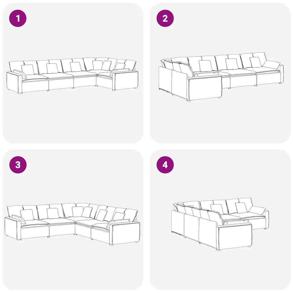 Modularna sofa s jastucima, plava baršunasta