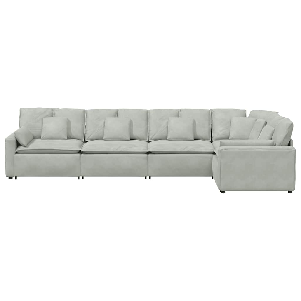 Modularna sofa s jastucima, baršunasta, svijetlosiva