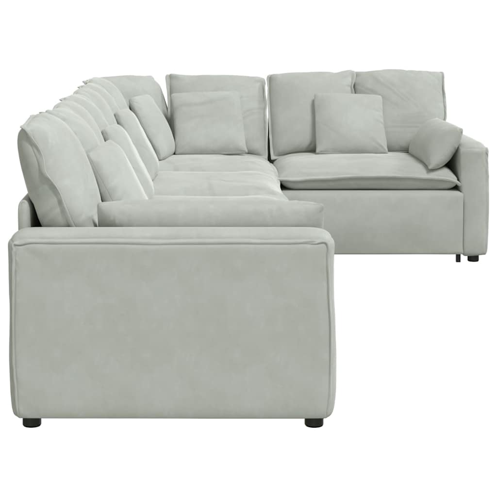Modularna sofa s jastucima, baršunasta, svijetlosiva