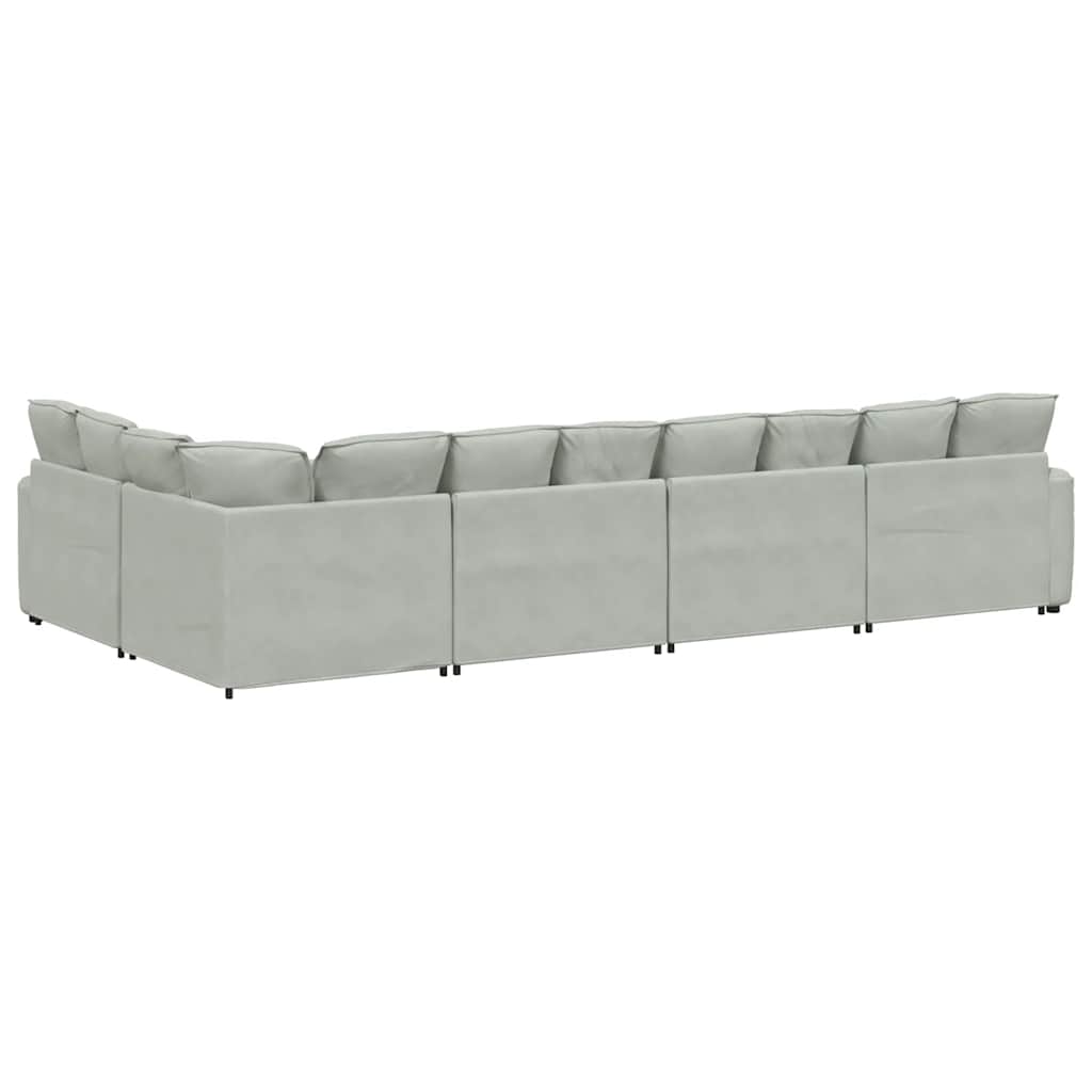 Modularna sofa s jastucima, baršunasta, svijetlosiva