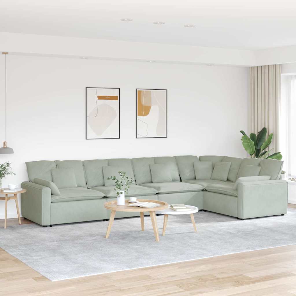 Modularna sofa s jastucima, baršunasta, svijetlosiva