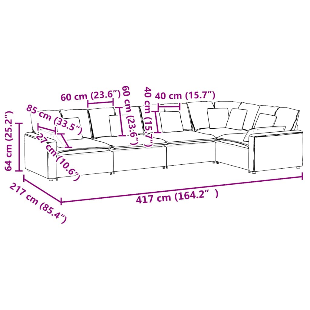 Modularna sofa s jastucima, baršunasta, tamno siva