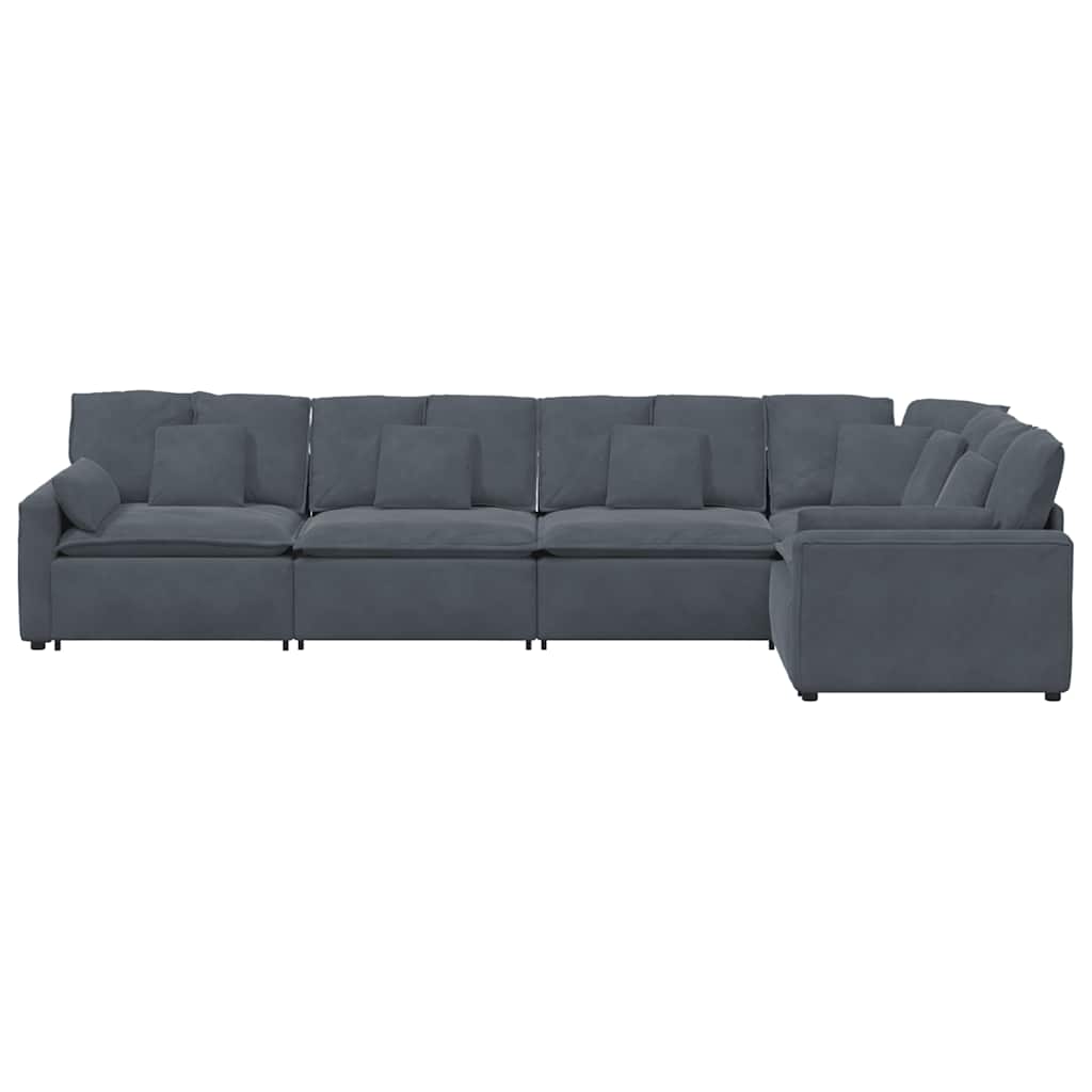 Modularna sofa s jastucima, baršunasta, tamno siva