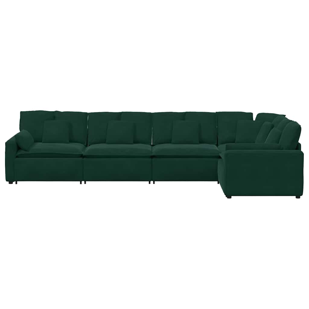 Modularna sofa s jastucima, baršunasta tamnozelena