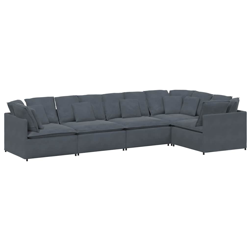Modularna sofa s jastucima, baršunasta, tamno siva