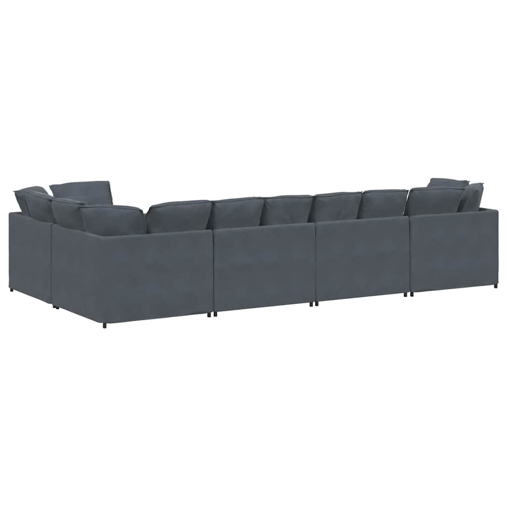Modularna sofa s jastucima, baršunasta, tamno siva