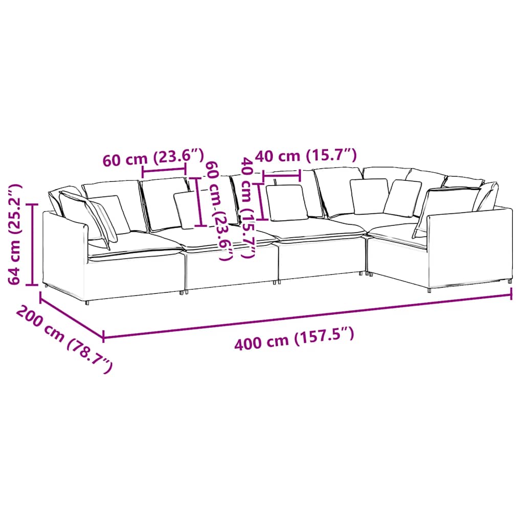 Modularna sofa s jastucima, baršunasta, tamno siva