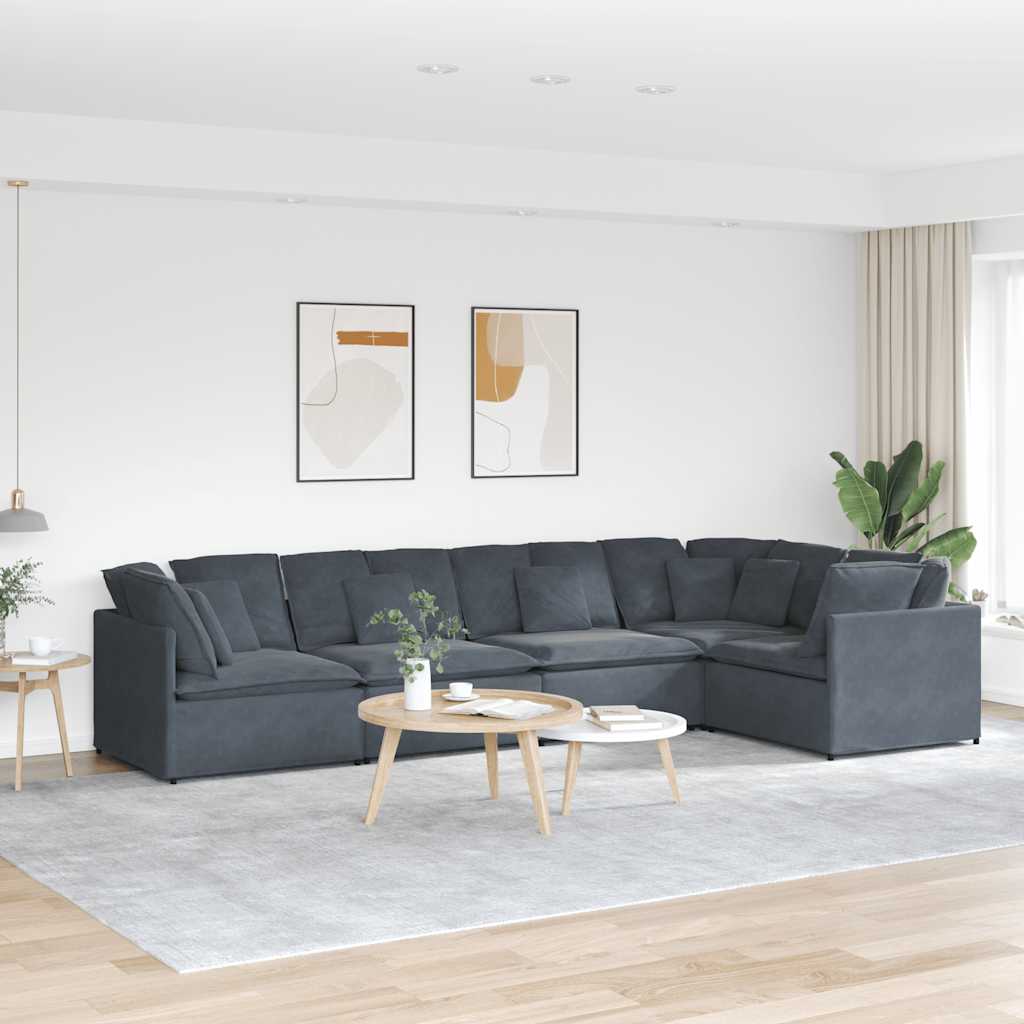 Modularna sofa s jastucima, baršunasta, tamno siva