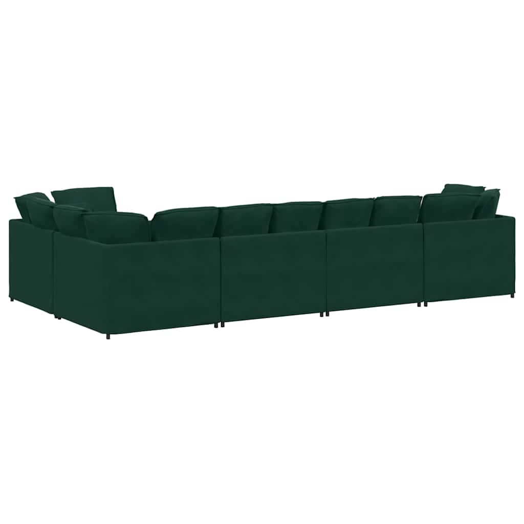 Modularna sofa s jastucima, baršunasta tamnozelena