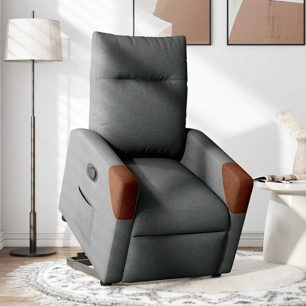 Naslonjač na podizanje od tkanine tamnosivi