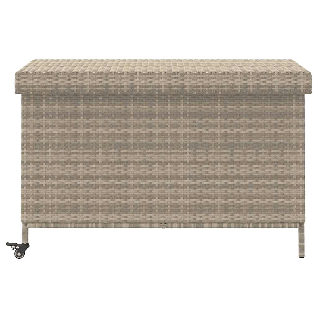 Vrtna kutija za pohranu s kotačima svijetlo siva 110x55x73 cm