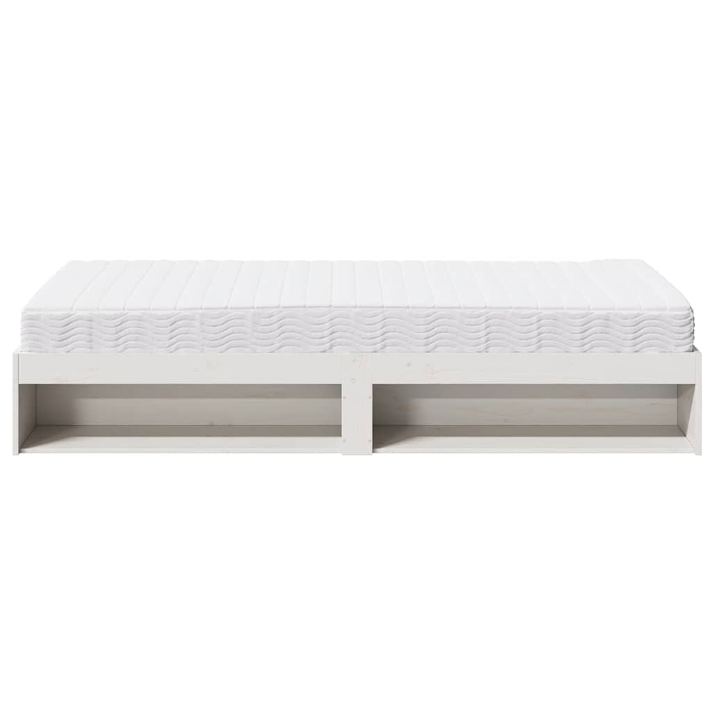 Dnevni krevet s madracem bijeli 80 x 200 cm od masivne borovine