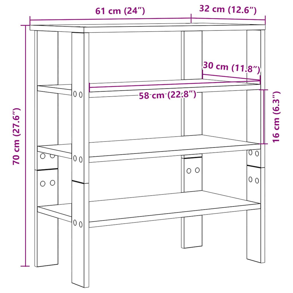 Stalak za cipele boja betona 61x32x70 cm konstruirano drvo