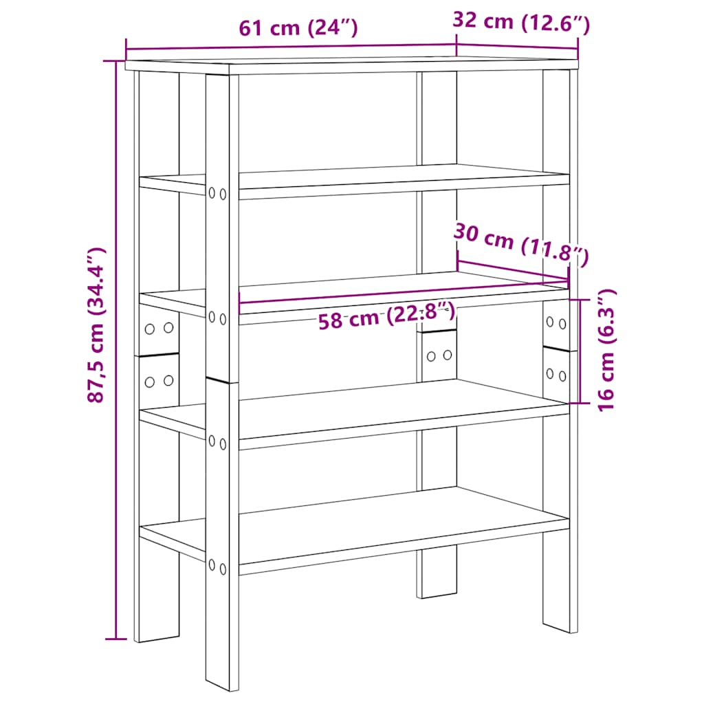 Stalak za cipele boja staro drvo 61x32x87,5cm konstruirano drvo