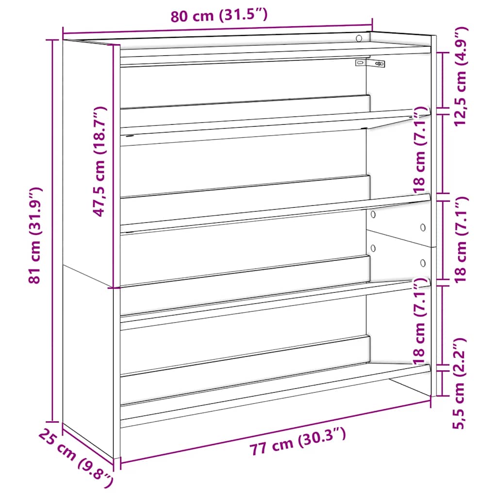 Stalak za cipele crni 80x25x81 cm od konstruiranog drva