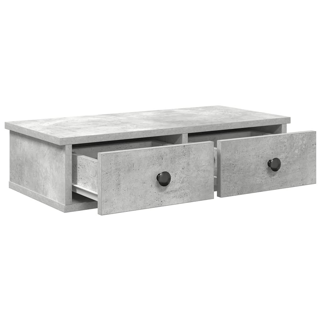Zidna polica s ladicama beton siva 60x28x15cm konstruirano drvo