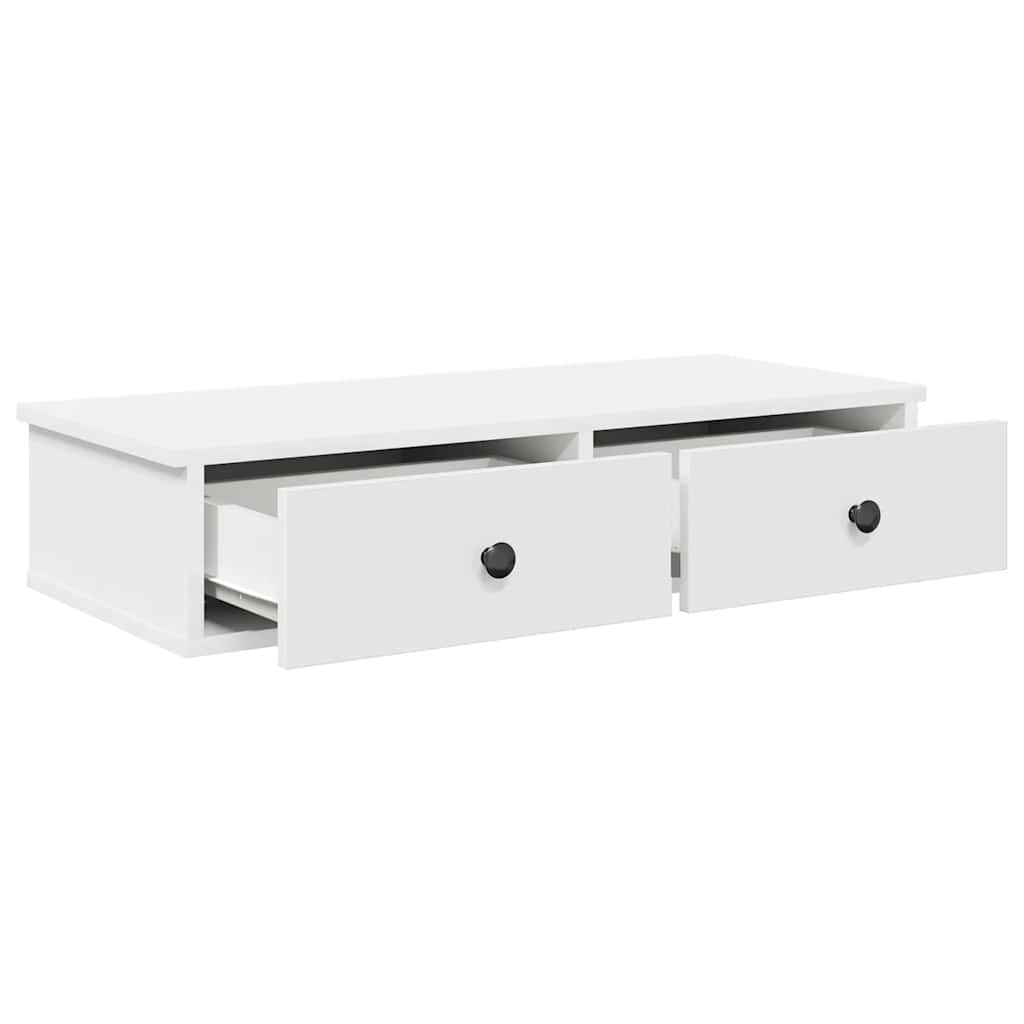 Zidna polica s ladicama bijela 80x34x17 cm izrađeno drvo