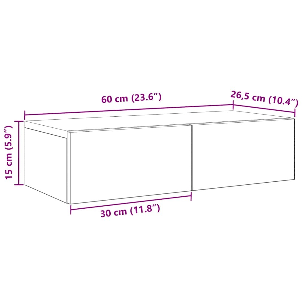 Zidna polica s ladicama bijela 60x26,5x15 cm izrađeno drvo
