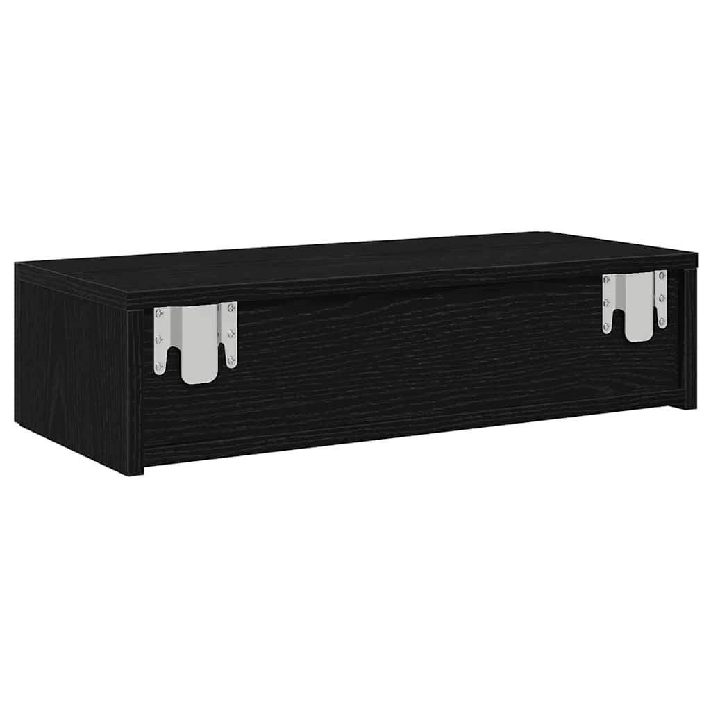 Zidna polica s ladicama crna 60x26,5x15 cm izrađeno drvo